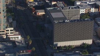 CAP_016_008 - HD stock footage aerial video flying around Emerson College in Hollywood, California