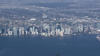 CAP_020_006 - HD stock footage aerial video of the city's downtown skyline, Downtown Miami, Florida