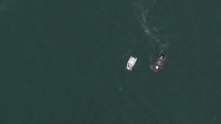 CAP_020_034 - HD stock footage aerial video of a bird's eye view of boats near Miami, Florida
