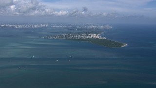 CAP_020_037 - HD stock footage aerial video of flying by Key Biscayne, Miami, Florida