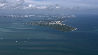 CAP_020_038 - HD stock footage aerial video of passing by Key Biscayne, Miami, Florida
