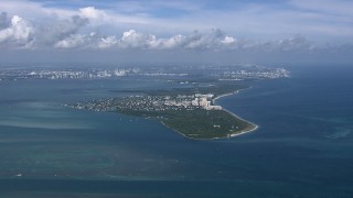 CAP_020_039 - HD stock footage aerial video of a wide view of Key Biscayne, Miami, Florida