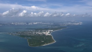 CAP_020_040 - HD stock footage aerial video of flying past Key Biscayne, Miami, Florida