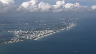 CAP_020_047 - HD stock footage aerial video of a wide view of South Beach and Miami Beach, Florida