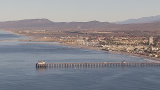 CAP_021_022 - HD stock footage aerial video of approaching Oceanside Pier in Oceanside, California