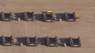 CAP_021_031 - HD stock footage aerial video of panning across military craft at Camp Pendleton South, California