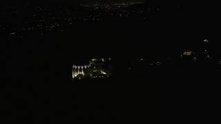 DCA01_003E - 5K aerial stock footage orbiting the Griffith Observatory at night, Los Angeles, California
