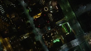 DCA01_050 - 5K aerial stock footage bird's eye view of Downtown Los Angeles at night, California