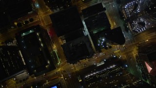 DCA01_051 - 5K aerial stock footage bird's eye view of Downtown Los Angeles at night, California