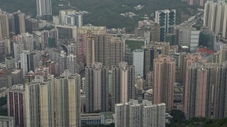 DCA02_020 - 4K aerial stock footage flyby Kwai Chung apartment complexes, Hong Kong, China