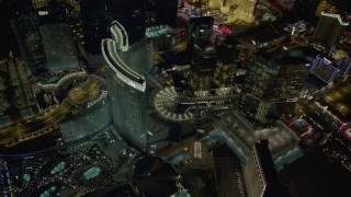 DCA03_041 - 4K aerial stock footage of orbiting Aria Resort, Veer Towers, Mandarin Oriental, Las Vegas, Nevada Night