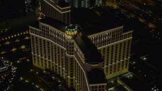 DCA03_047 - 4K aerial stock footage of orbiting The Bellagio, Las Vegas, Nevada Night