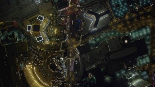 DCA03_093 - 4K aerial stock footage of bird's eye view of Las Vegas Boulevard, Nevada Night