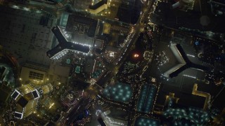 DCA03_094 - 4K aerial stock footage of bird's eye view of Las Vegas Boulevard, Nevada Night