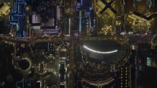 DCA03_096 - 4K stock footage aerial video of a bird's eye view of Las Vegas Boulevard, Nevada Night