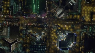 DCA03_099 - 4K aerial stock footage of a bird's eye view of Las Vegas Boulevard, Nevada Night