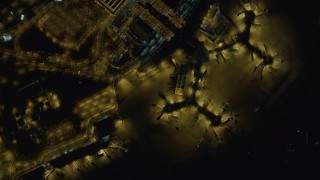 DCA03_104 - 4K aerial stock footage of bird's eye view of McCarran International Airport, Las Vegas, Nevada Night