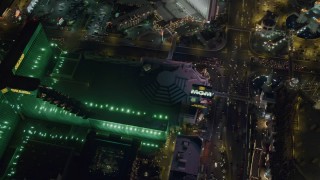 DCA03_138 - 4K aerial stock footage of MGM Grand, Las Vegas, Nevada Night