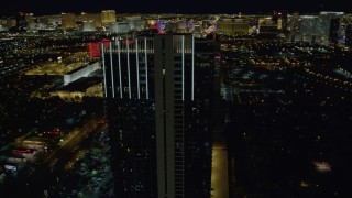 DCA03_155 - 4K aerial stock footage of orbiting Palms Place Hotel and Spa, Las Vegas, Nevada Night