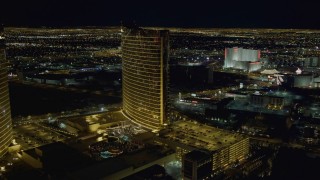 DCA03_171 - 4K aerial stock footage of Encore, Las Vegas, Nevada Night