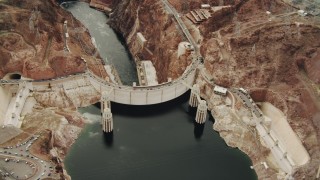 DCA04_011 - 4K stock footage aerial video of flying away from Hoover Dam, Boulder City, Nevada