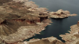 DCA04_015 - 4K aerial stock footage of East Point Bay, revealing Grebe Bay, on Lake Mead, Las Vegas, Nevada