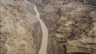DCA04_025 - 4K aerial stock footage tilt from a bird's eye view of Colorado River in Grand Canyon, Arizona