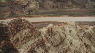 DCA04_044 - 4K aerial stock footage of flying by a rock formation in Grand Canyon, Arizona