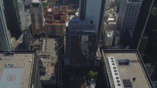 DCA05_028 - 4K aerial stock footage of City National Plaza, Los Angeles Public Library, Downtown Los Angeles, California