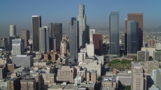 DCA05_032 - 4K stock footage aerial video of Gas Company Tower, US Bank Tower, Downtown Los Angeles, California