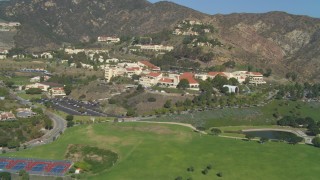 DCA05_123 - 4K aerial stock footage of approaching Pepperdine University, Malibu, California