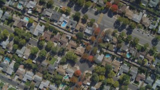 DCA05_158 - 4K aerial stock footage of a bird's eye view of residential neighborhoods, West Hills, California