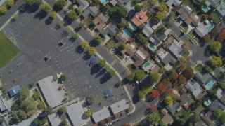 DCA05_159 - 4K aerial stock footage of a neighborhood, revealing Shepherd of the Valley School, West Hills, California