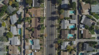 DCA05_162 - 4K aerial stock footage of a bird's eye view flying over residential neighborhoods, Canoga Park, California