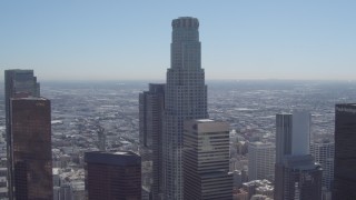 DCA06_004 - 4K aerial stock footage of US Bank Tower in Downtown Los Angeles, California 