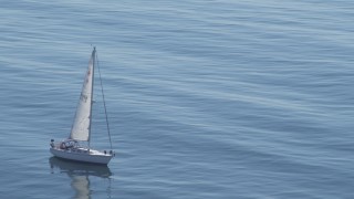 DCA06_050 - 4K aerial stock footage of flying away from sailboat, San Pedro, California