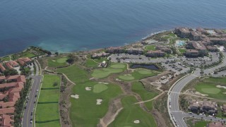 DCA06_054 - 4K aerial stock footage flyby a resort and golf course on the coast in Rancho Palos Verdes, California