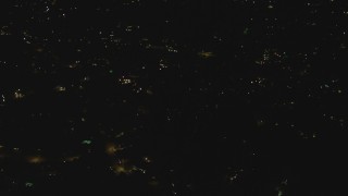 DCA07_178 - 4K aerial stock footage of flying over residential neighborhood, Woodland Hills, California, night