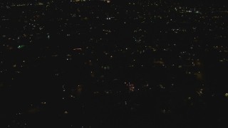 DCA07_182 - 4K stock footage aerial video of a suburban residential neighborhood, Woodland Hills, California, night