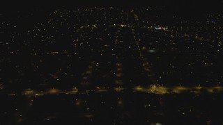 DCA07_183 - 4K stock footage aerial video of flying over suburbs, Woodland Hills, California, night