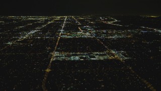 DCA07_187 - 4K aerial stock footage of Fallbrook Center, Westfield Topanga Mall, West Hills, California, night