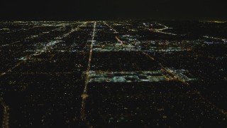 DCA07_188 - 4K aerial stock footage of Fallbrook Center, Westfield Topanga Mall, West Hills, California, night