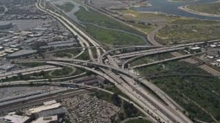 DCA08_008 - 4K aerial stock footage of the Interstate 5 and 8 Interchange, Old Town San Diego, California