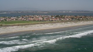 DCA08_029 - 4K aerial stock footage video of seaside homes and beach, Coronado, California