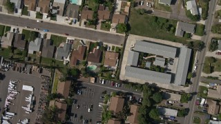 DCA08_125E - 4K aerial stock footage of a bird's eye of suburban tract homes, Spring Valley, California