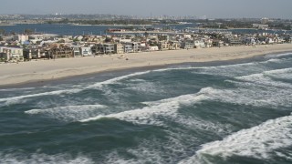 DCA08_150 - 4K aerial stock footage of beachfront neighborhoods in Mission Beach, California