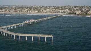 DCA08_158 - 4K aerial stock footage flyby pier and oceanfront neighborhoods, Ocean Beach, California