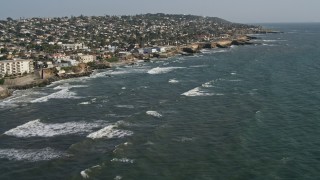 DCA08_159 - 4K aerial stock footage of upscale oceanfront residential neighborhoods, Ocean Beach, California