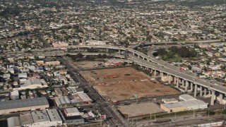 DCA08_189 - 4K stock footage aerial video pan across the Coronado Bridge and Interstate 5, San Diego, California