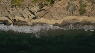 DCA08_225 - 4K aerial stock footage video of a bird's eye view of coastal cliffs, Point Loma, California